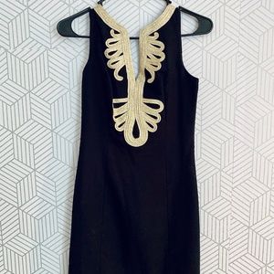 Lilly Pulitzer Black and Gold Shift Dress- 00